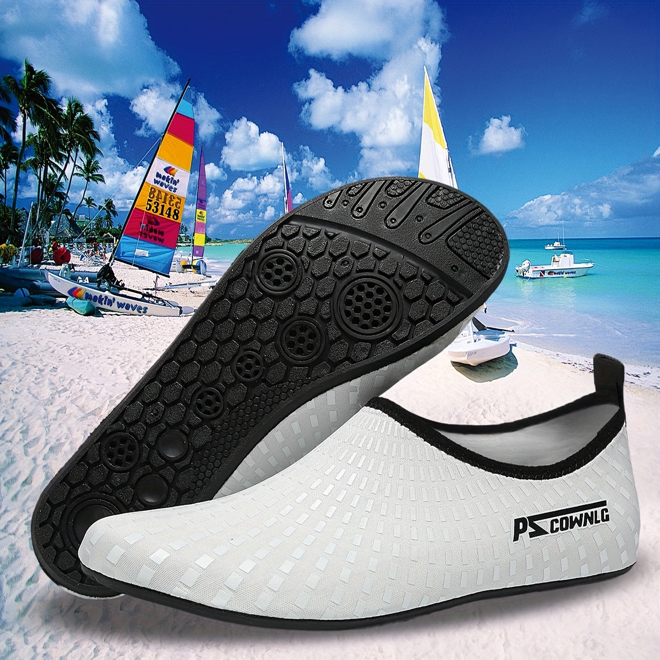 [Quick-Dry Aqua Socks] Quick-Dry Breathable Aqua Socks for Women & Men | Slip-On Water Shoes with Non-Slip Rubber Sole, Striped Design for Swimming, Beach, Yoga, Pool & Camping - Lightweight Sport Accessories, Beach Footwear