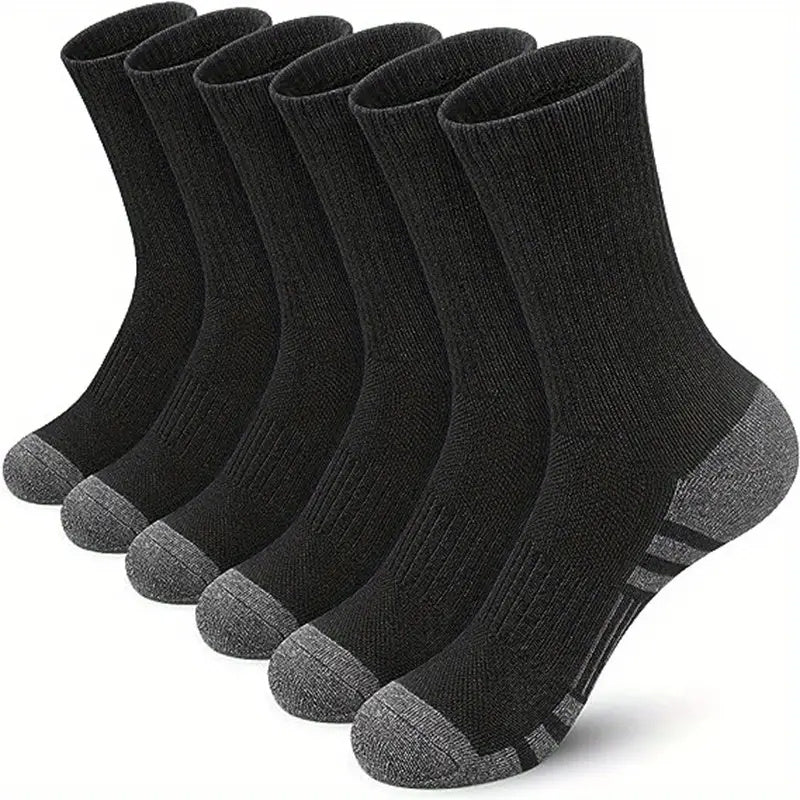 6 Pairs Of Men'S Mid Crew Sport Socks, Sweat-absorbing Comfy Breathable Socks For Men'S Basketball Training, Running Outdoor Activities Breathable Thin