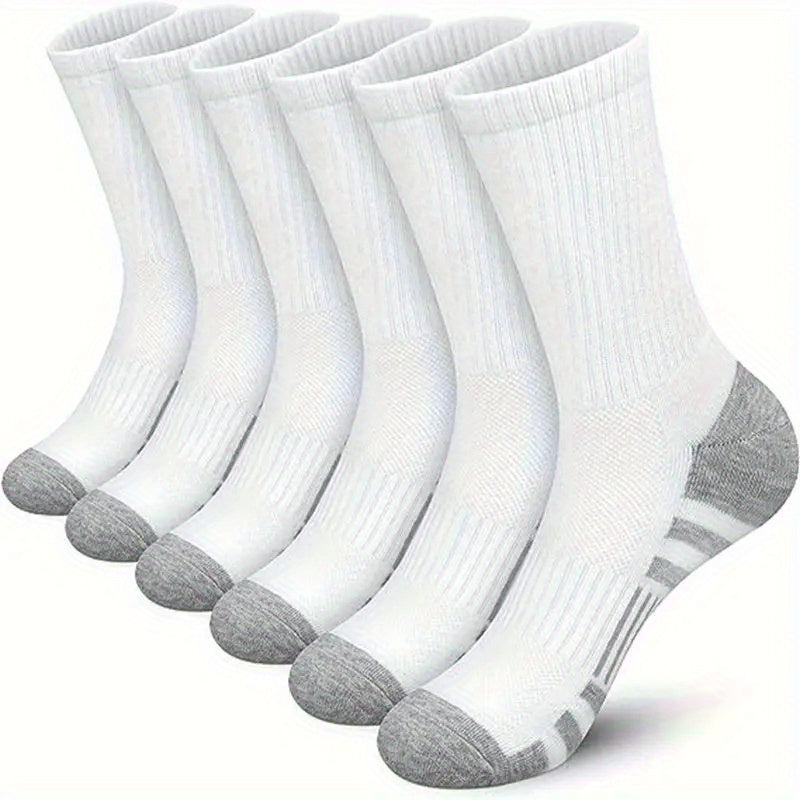 6 Pairs Of Men'S Mid Crew Sport Socks, Sweat-absorbing Comfy Breathable Socks For Men'S Basketball Training, Running Outdoor Activities Breathable Thin