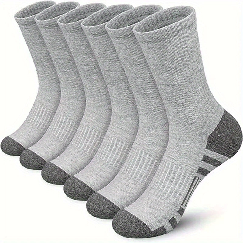 6 Pairs Of Men'S Mid Crew Sport Socks, Sweat-absorbing Comfy Breathable Socks For Men'S Basketball Training, Running Outdoor Activities Breathable Thin