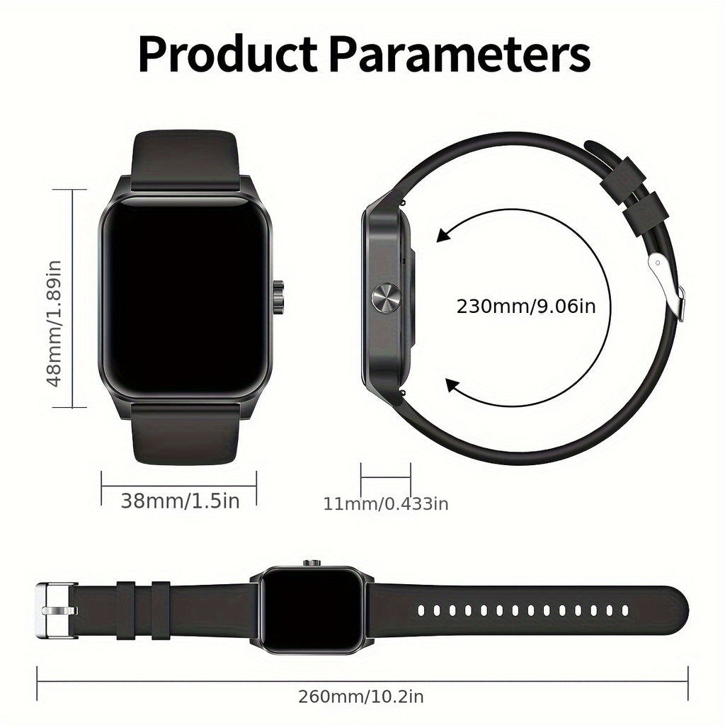 Men'S Smartwatch 1.85-inch HD Full Touch Large Screen Wireless Calling Multi-Sport Modes Message Push IP68 Life Sitting Reminder Men'S Smart Bracelet Compatible with for iphone/Android