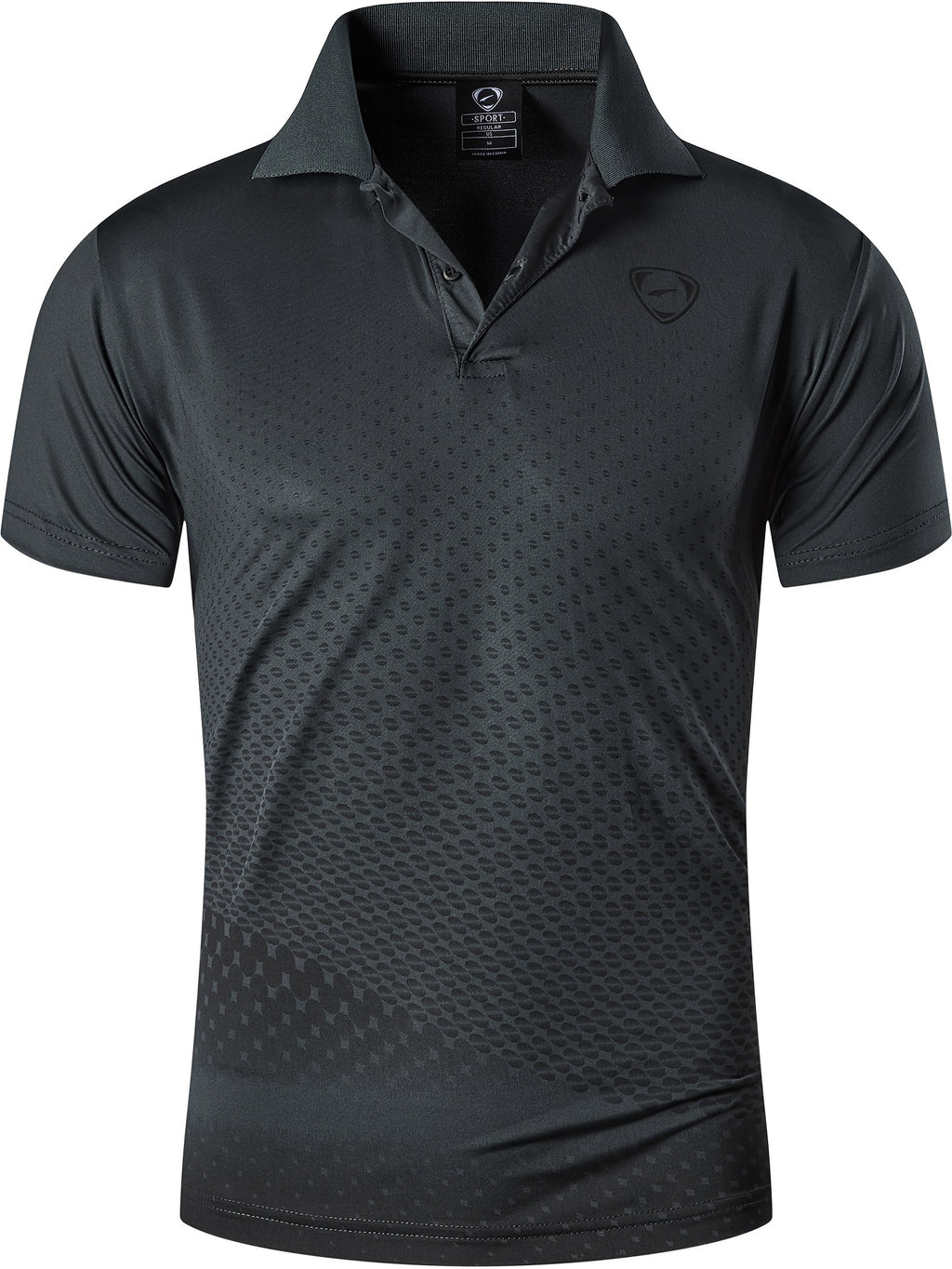 Jeansian Men's Lightweight Breathable Sport Shirt - Vibrant Orange All-Over Dot Print, Stretch Polyester Short Sleeve with Collar & Button Placket for Tennis Golf Bowling, Regular Fit All-Season Casual Athletic Wear, Tennis A
