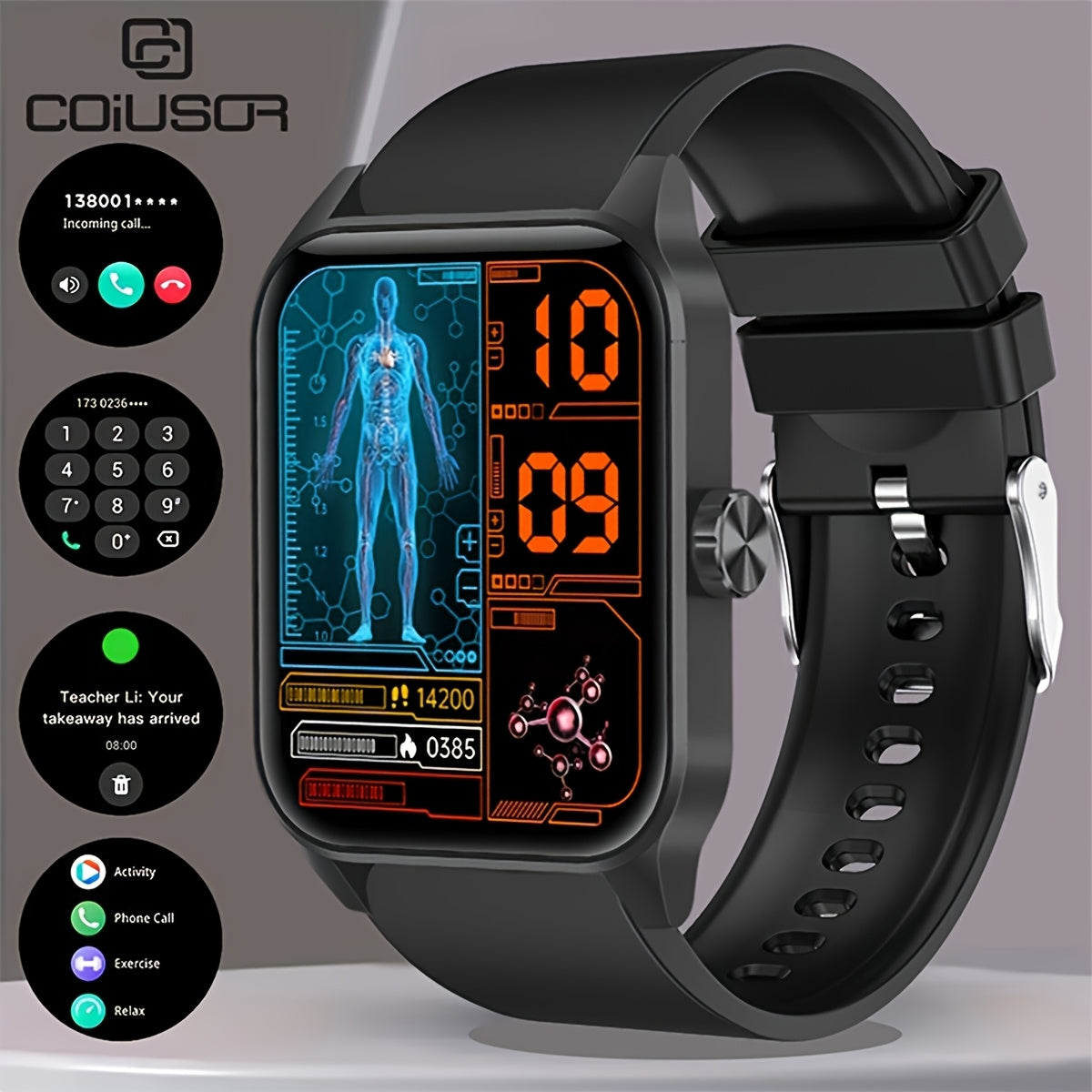 Men'S Smartwatch 1.85-inch HD Full Touch Large Screen Wireless Calling Multi-Sport Modes Message Push IP68 Life Sitting Reminder Men'S Smart Bracelet Compatible with for iphone/Android
