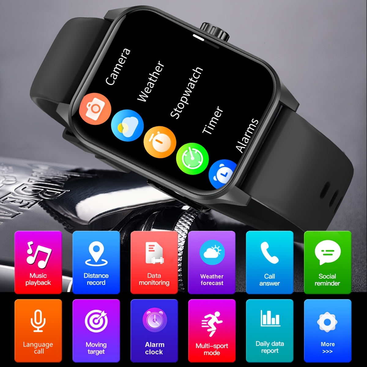 Men'S Smartwatch 1.85-inch HD Full Touch Large Screen Wireless Calling Multi-Sport Modes Message Push IP68 Life Sitting Reminder Men'S Smart Bracelet Compatible with for iphone/Android