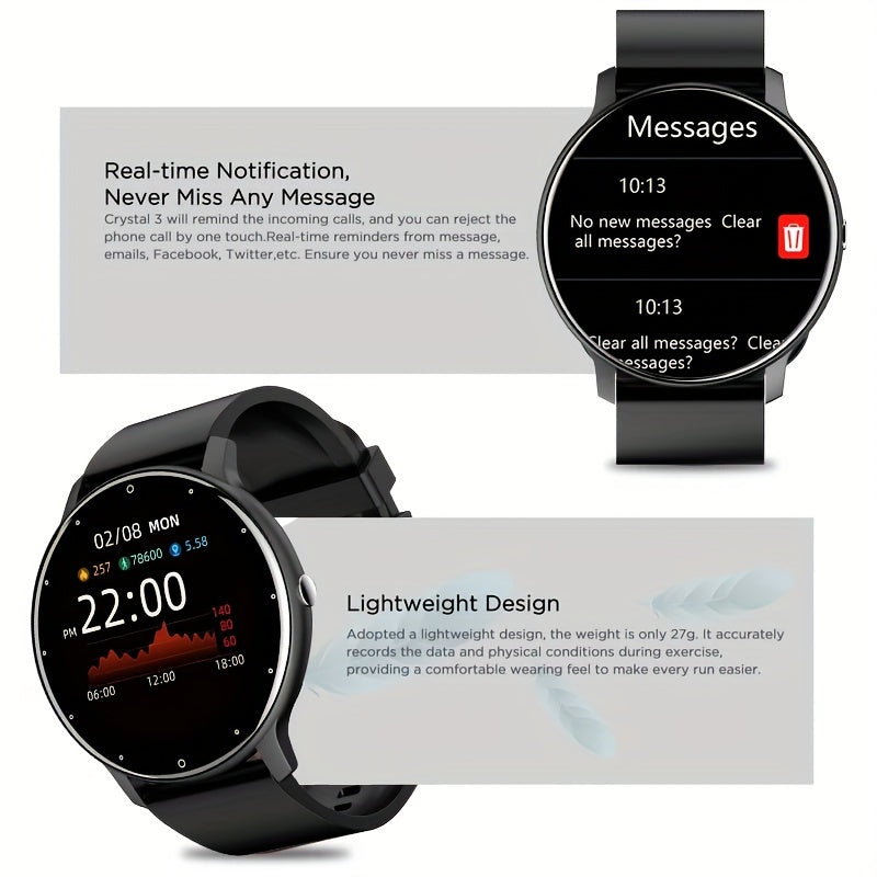 Smart Watches, Men's Sport Multifunction Full Touch Screen Smartwatch For Android IOS