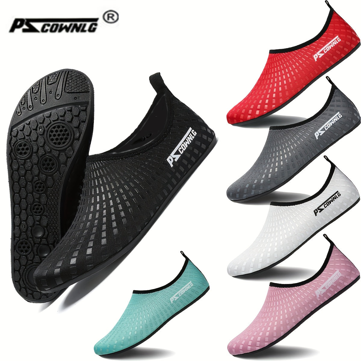 [Quick-Dry Aqua Socks] Quick-Dry Breathable Aqua Socks for Women & Men | Slip-On Water Shoes with Non-Slip Rubber Sole, Striped Design for Swimming, Beach, Yoga, Pool & Camping - Lightweight Sport Accessories, Beach Footwear