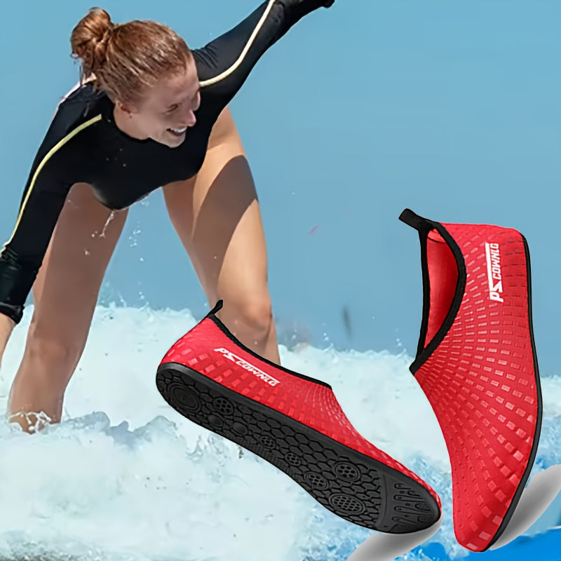 [Quick-Dry Aqua Socks] Quick-Dry Breathable Aqua Socks for Women & Men | Slip-On Water Shoes with Non-Slip Rubber Sole, Striped Design for Swimming, Beach, Yoga, Pool & Camping - Lightweight Sport Accessories, Beach Footwear