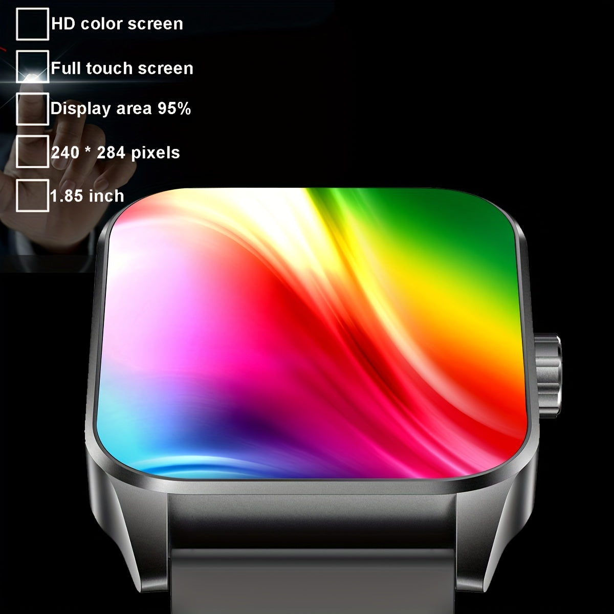 Men'S Smartwatch 1.85-inch HD Full Touch Large Screen Wireless Calling Multi-Sport Modes Message Push IP68 Life Sitting Reminder Men'S Smart Bracelet Compatible with for iphone/Android